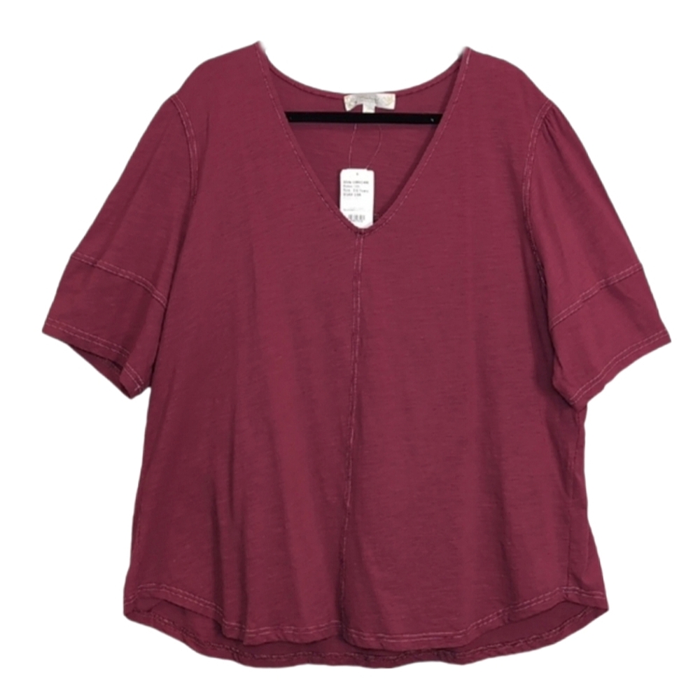 NEW Suzanne Betro Weekend Short Sleeve Top Womens Plus Size Top Purple Tshirt